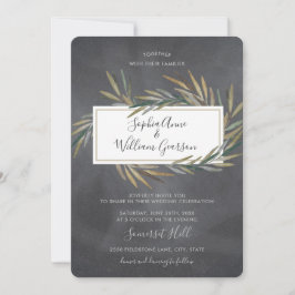 Convites Simples Casamento Russo Chalkboard & Watercolor He