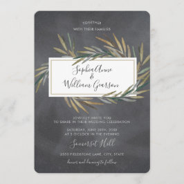 Convites Simples Casamento Russo Chalkboard & Watercolor He