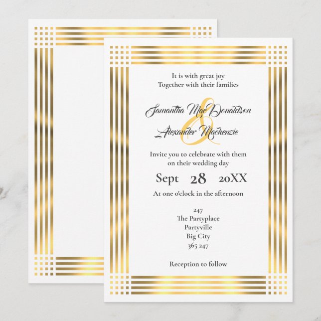 Convites simples casamento simples na fronteira do Ouro (Frente/Verso)