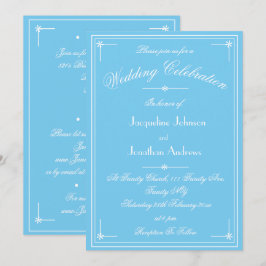 Convites Simples Casamento Tudo Em Um Aqua Azul Clássico
