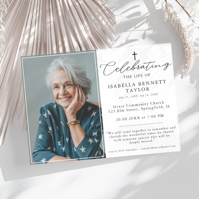 Convites Simples Celebração Funeral Foto da Cruz Religiosa (Criador carregado)