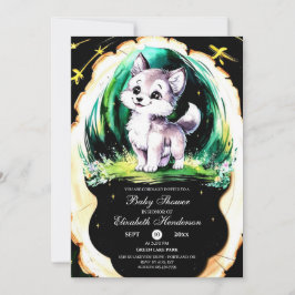 Convites Simples Chá de fraldas de Lobo Pequeno