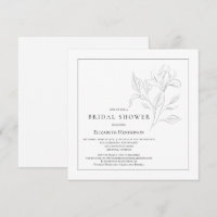 Simples Chá de panela Branco Preto Elegante Floral