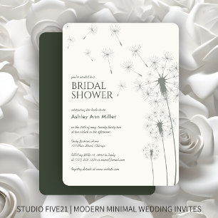 Convites Simples Chá de panela de Dandelion Verde de Moisés