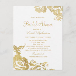 Convites Simples Chá de panela Dourado Floral Moderno Elega