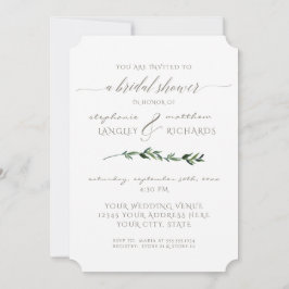 Convites Simples Chá de panela Mínimo Moderno de Folha Verd