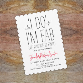 Convites Simples Chic Black and White Divororce Party Typo