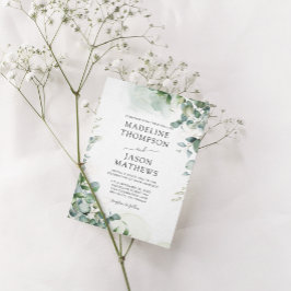 Convites Simples Chic Eucalyptus Lavar Casamento Verde Dour