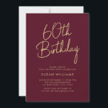Convites Simples Chic Modern 60º Aniversário<br><div class="desc">Simples Chic Modern 60º aniversário. Apresentar um roteiro de caligrafia elegante e design de tipografia minimalista.</div>