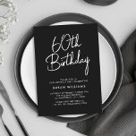 Convites Simples Chic Modern 60º Aniversário<br><div class="desc">Simples Chic Modern 60º aniversário. Apresentar um roteiro de caligrafia elegante e design de tipografia minimalista.</div>