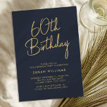 Convites Simples Chic Modern 60º Aniversário<br><div class="desc">Simples Chic Modern 60º aniversário. Apresentar um roteiro de caligrafia elegante e design de tipografia minimalista.</div>