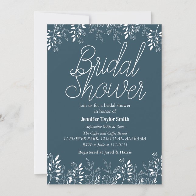 Convites simples & chique floral Chá de Noiva das Flores Si (Frente)