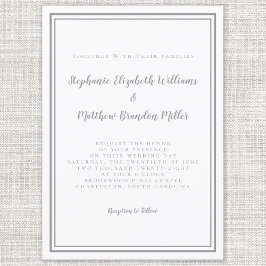 Convites Simples Cinzas e Casamento Branco Moderno