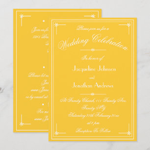 Convites Simples Clássico Amarelo Ensolarado Casamento Tudo