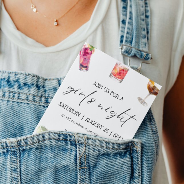 Convites Simples Cocktails festas de solteira Noturnas (Criador carregado)