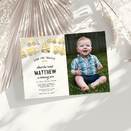 Convites Simples Construção Temia Foto Primeiro Aniversário