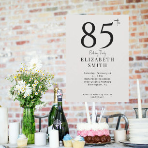Convites Simples Creme 85ª Festa de aniversário