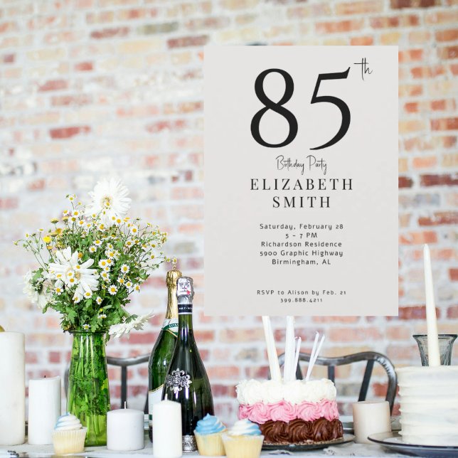 Convites Simples Creme 85ª Festa de aniversário (Criador carregado)