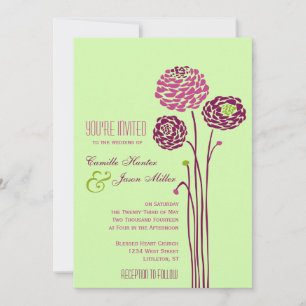 Convites Simples Dahlia - Casamento Verde e Púrpura