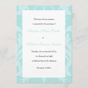 Convites Simples Damask Robin's Egg Blue Wedding Invitation