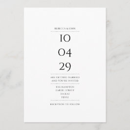 Convites Simples Data Especial de Casamento Preto e Branco