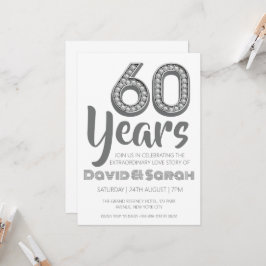 convites simples de 60 anos de casamento brancos