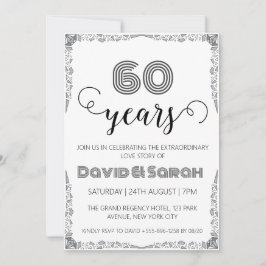 convites simples de 60 anos de casamento brancos