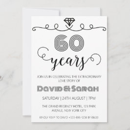 convites simples de 60 anos de casamento brancos