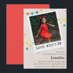 Convites simples de aniversário de 10 anos para me<br><div class="desc">Convites simples de aniversário de 10 anos para menina com foto</div>