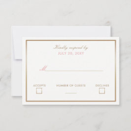 Convites Simples de Casamento Blush e Dourado rsvp