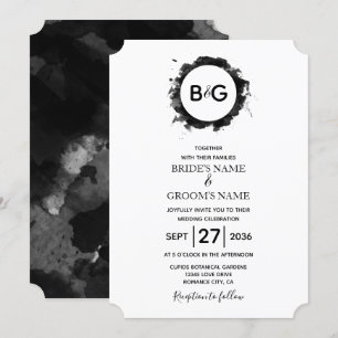 Convites Simples de Casamento Branco Preto