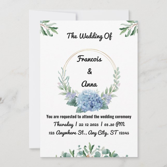 Convites Simples de Casamento Moderno Minimalista (Frente)