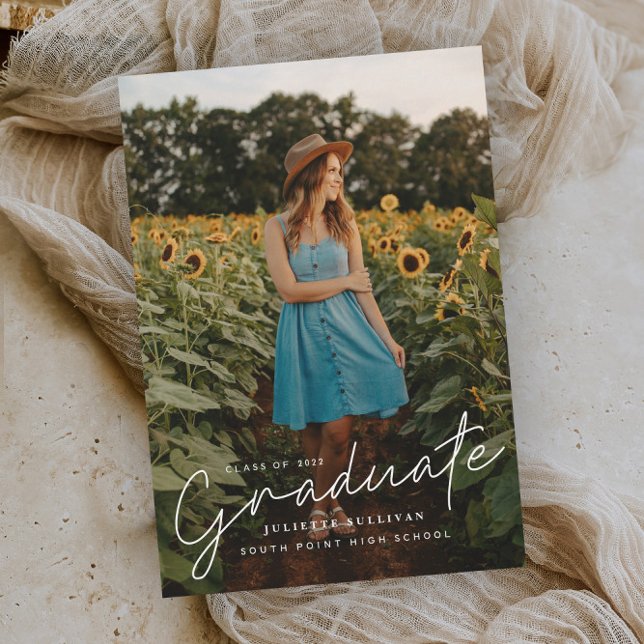 Convites Simples de Graduação de Fotos de Script O (Criador carregado)