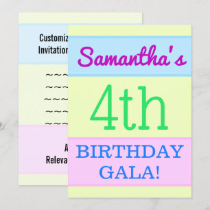 Convites Simples, divertimento "4o GALA do ANIVERSÁRIO!"