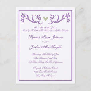 Convites simples do casamento do acento de Purple