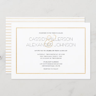 Convites simples do casamento do quadro do ouro -