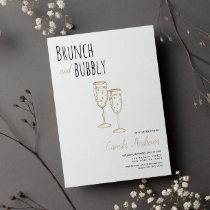 Convites Simples Dourado Brunch E Chá de panela De Borracha