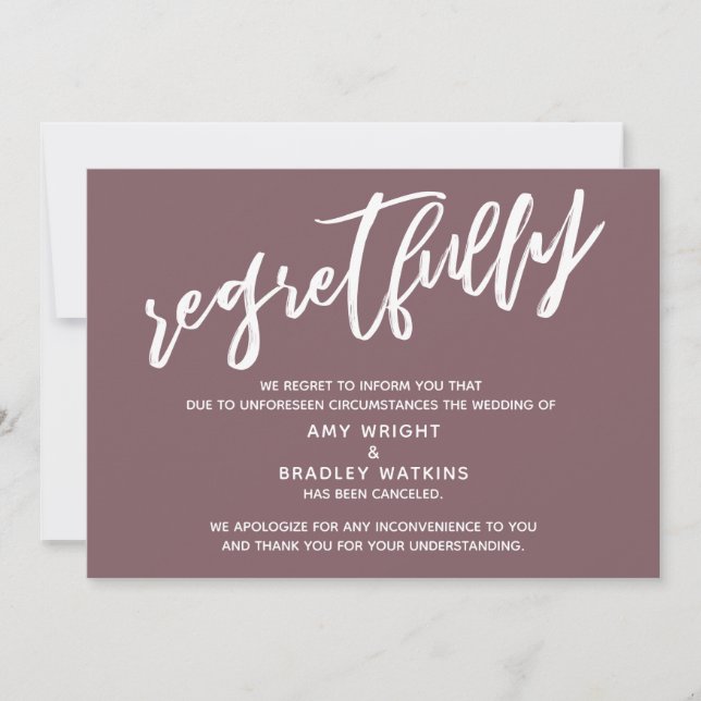 Convites Simples e Cancelado Cartaz Mauve De Casamento Lame (Frente)