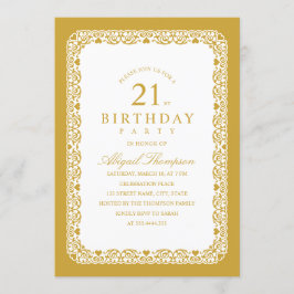 Convites Simples e Clássico Elegante de aniversário de 21 a