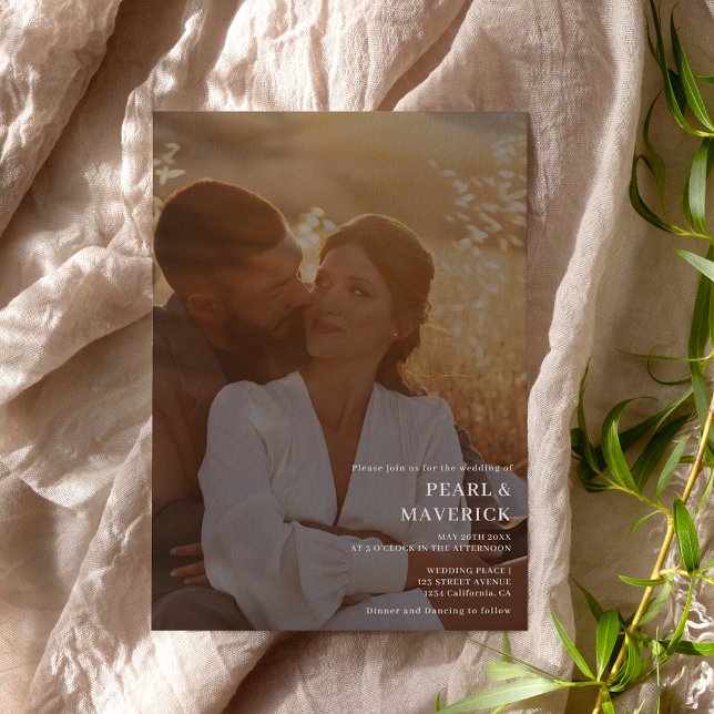 Convites Simples e elegante 2 fotos do casamento branco-chi (Criador carregado)