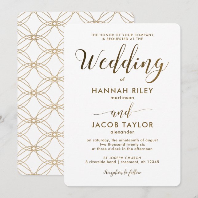 Convites Simples e Elegante Olhar de Cobre com Casamento Br (Frente/Verso)