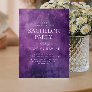 Convites Simples e Elegante Partido de Bachelor Roxo