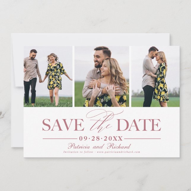 Convites Simples e Elegante Save The Date de Casamento com  (Frente)
