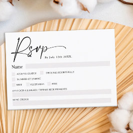 Convites Simples e elegante script branco rsvp casamento