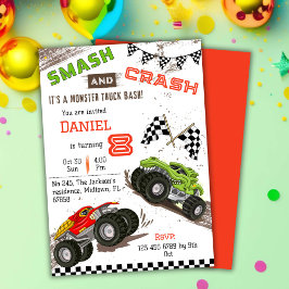 Convites Simples e fofo garoto de caminhão moderno 8 anos