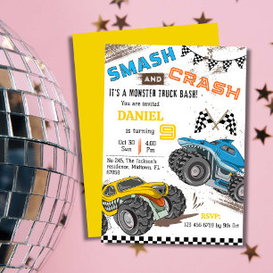 Convites Simples e fofo garoto de caminhão moderno 9º anive