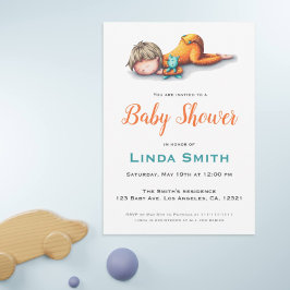 Convites Simples e Minimalista Festa de Dormir de Bebê Lara