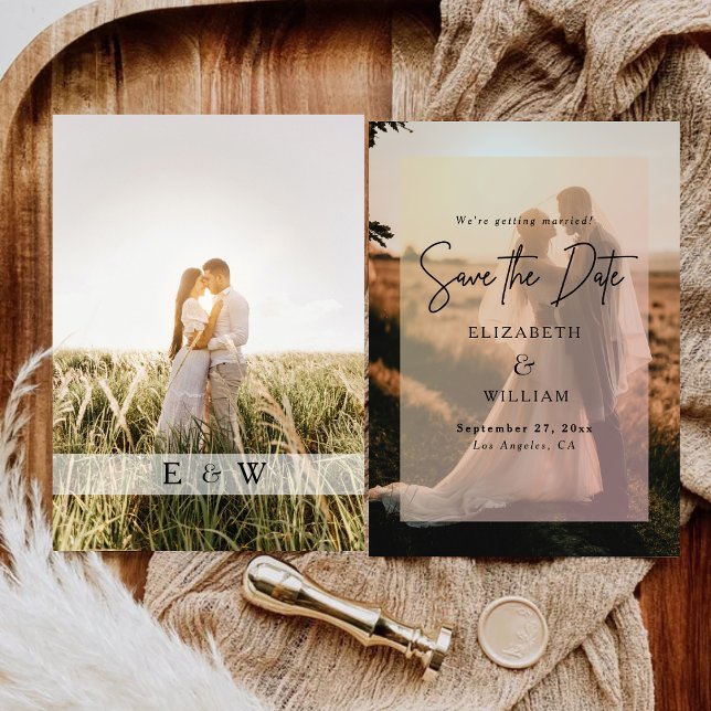 Convites Simples e Moderno Casamento de Sobreposição de Fot (Criador carregado)