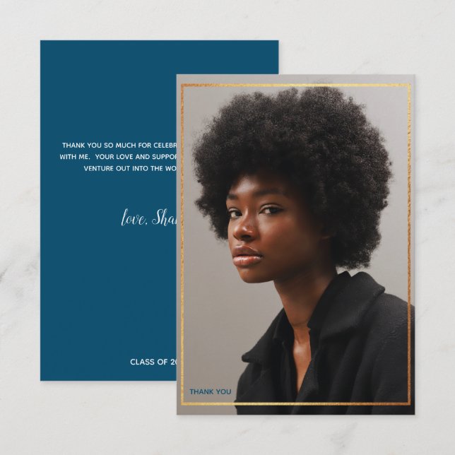 Convites Simples E Moderno Graduação De Fronteira Dourada O (Frente/Verso)