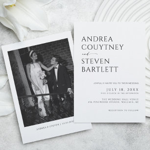 Convites Simples e Sofisticado Casamento Preto e Branco Fot